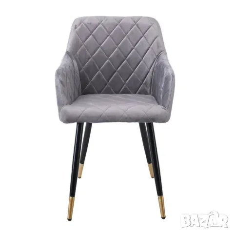 Стол Фотьойл трапезен Rena велур сиво, снимка 4 - Столове - 47640513