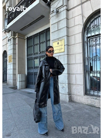 Дамско Черно Непромокаемо Палто , снимка 6 - Палта, манта - 52221213