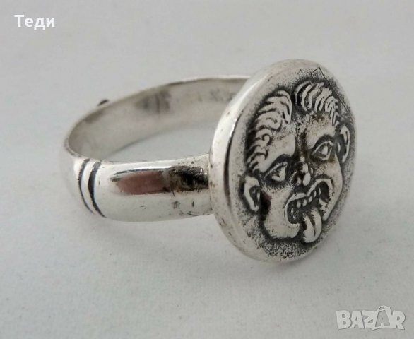 Сребърен пръстен с Горгона Медуза, размер по поръчка, снимка 2 - Пръстени - 32238367