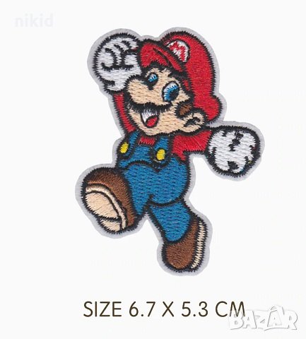 Супер Марио mario емблема апликация за дреха дрехи самозалепваща се картинка, снимка 2 - Други - 26801513