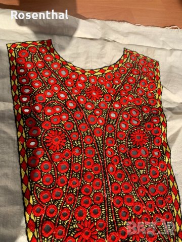 Ръчна бродерия - Заготовка за етно рокля (предница и маншети), снимка 3 - Антикварни и старинни предмети - 34607139