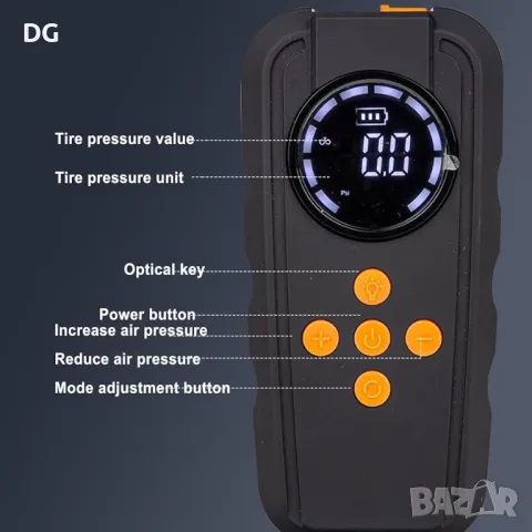  Стартерно устройство с компресор за гуми и фенер 3 в 1, снимка 4 - Аксесоари и консумативи - 48700954
