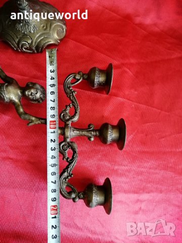 Комплект Стари Каминни БАРОКОВИ Свещници Тройки, снимка 6 - Антикварни и старинни предмети - 33666051