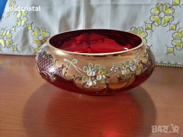 Кристална фруктиера купа ръчно рисувана 