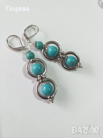 Нов модел обици с красиви Тюркоази , снимка 2 - Обеци - 34929231