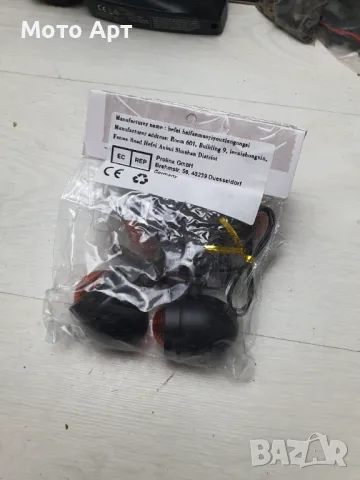 Комплект 4 Черни Мигачи Мигача за Мотор Мото Мотоциклет Ретро Чопър Чопар Стил