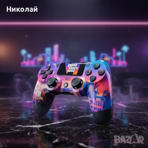 Безжичен джойстик за PS4 с тъчпад, вибрация и LED осветление – FC25 / GTA дизайн, снимка 2 - Джойстици и геймпадове - 53115651