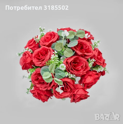 Изкуствени букети с рози и евкалиптови листа – Елегантна украса с дълготраен ефект, снимка 10 - Изкуствени цветя - 51227882