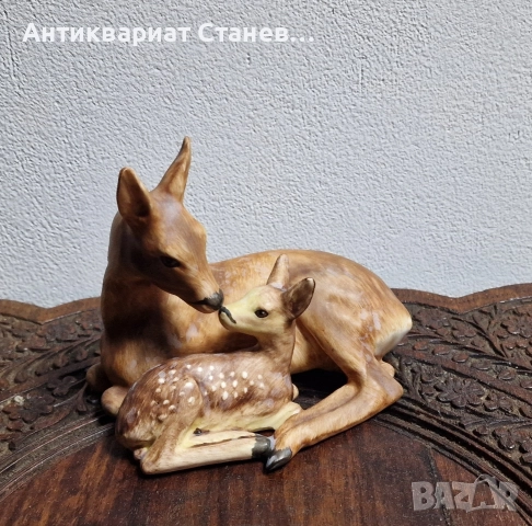 🦌 Порцеланова фигура „Сърна с малко“ – Goebel, W. Germany , снимка 7 - Колекции - 52869431