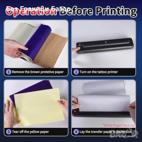 Нов Термален принтер за татуировки 2400mAh Bluetooth Android iOS лаптоп, снимка 5 - Друга електроника - 52741706