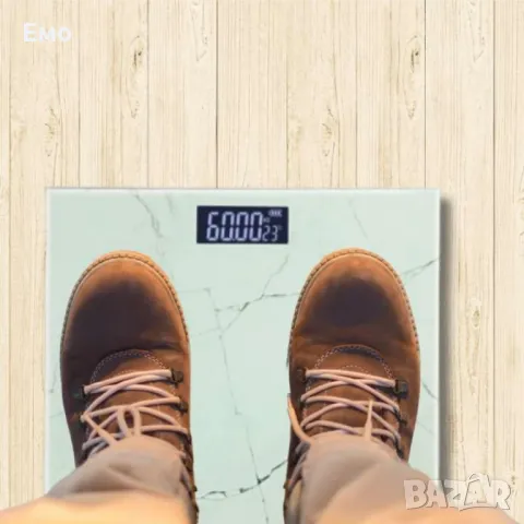 Кантар за тегло дигитален, батерии 2хААА, LCDекран, 180кг, черен, звезди, бял мрамор, снимка 6 - Други стоки за дома - 48523562