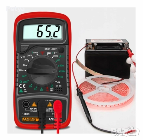 Токов мултицет, DC/AC, постоянен ток, съпротивление, 6.9 x 13.8 x 3.1 cm, многоцветен, снимка 3 - Друга електроника - 52685529