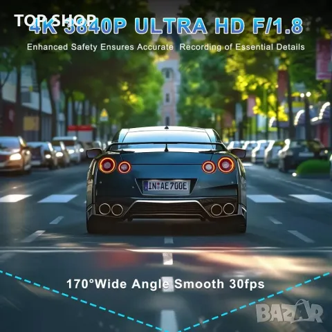 DYNACAM 4K/2K+1080P Dash Cam отпред и отзад, 64GB карта, 170°широк ъгъл, G-сензор,, снимка 5 - Аксесоари и консумативи - 49804712