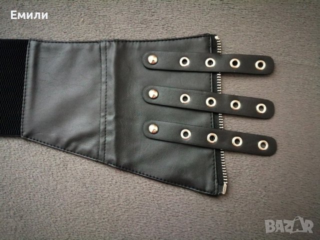 Широк кожен колан за талия - корсет с цип, катарами и ластик р-р S, M, снимка 10 - Корсети, бюстиета, топове - 43518487