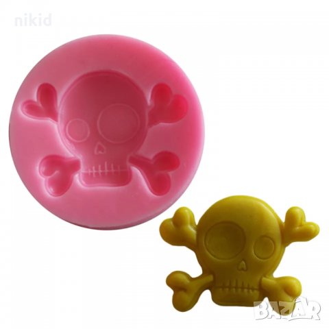 череп с различни очи Хелоуин силиконов молд форма декорация торта фондан шоколад и др.