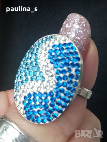 Сребърен пръстен с камъни "Swarovski" / проба 925 и печат Житен клас , снимка 8 - Пръстени - 29064168