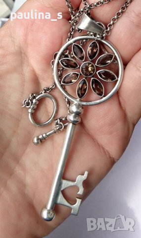 Винтидж / Раух топази / Зашеметяващо старо сребърно колие / проба 925 , снимка 5 - Колиета, медальони, синджири - 38292307