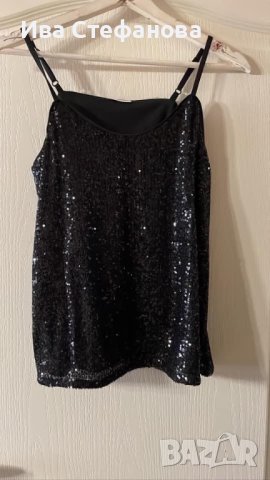 Черен нов еластичен парти коктелен коктейлен официален топ пайети . Размер S, снимка 12 - Корсети, бюстиета, топове - 43350169