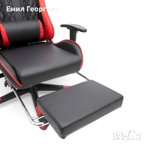Ергономичен геймърски стол с функция за масаж и подложка за крака - червен, снимка 17 - Столове за офис - 53238046