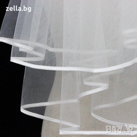 Бял булчински воал с гребен 2022 късо средна цена евтин софийски тюл, снимка 8 - Сватбени рокли - 35255619