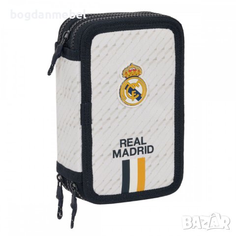 Троен несесер за моливи Real Madrid C.F. Бял 12.5 x 19.5 x 5.5 cm (36 Части), снимка 1 - Раници - 43377057
