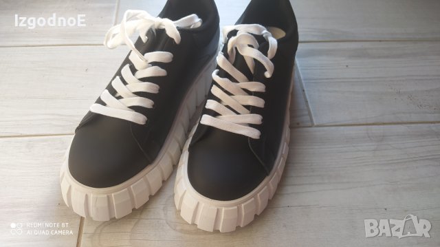 39н Нови черни кожени кецове спортни обувки , снимка 2 - Кецове - 43069159