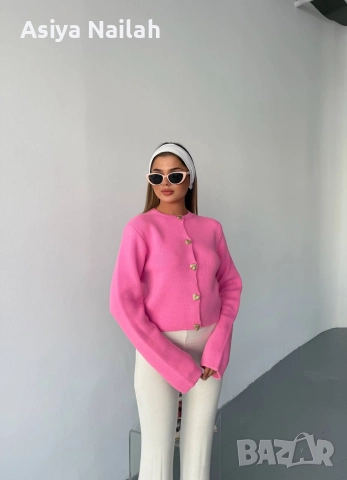 Розова жилетка Heart Button – Нова, качествена, турско производство, снимка 4 - Жилетки - 52795247