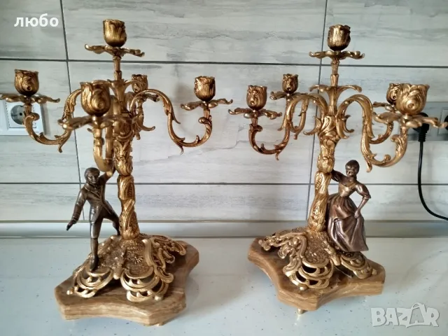 БРОНЗОВИ СВЕЩНИЦИ , снимка 6 - Други ценни предмети - 49245708