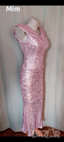 Официални дълги рокли в розово с пайети и маслено зелена, снимка 13 - Рокли - 51002483