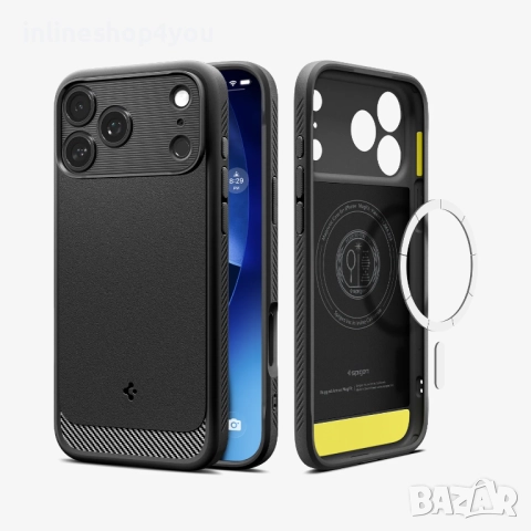 Кейс Spigen Rugged Armor (MagFit) за iPhone 17 Pro / Max - Черен