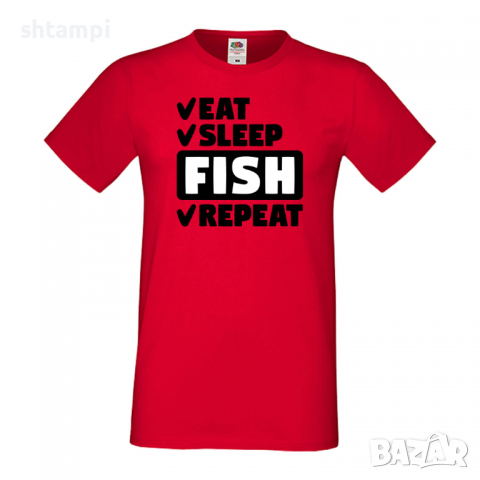 Мъжка тениска Fish 1,Eat,Sleep,Fish,Anime,Repeat,Ядене,Спане,Риба,Подарък,Повторение,Празник,, снимка 3 - Тениски - 36418956