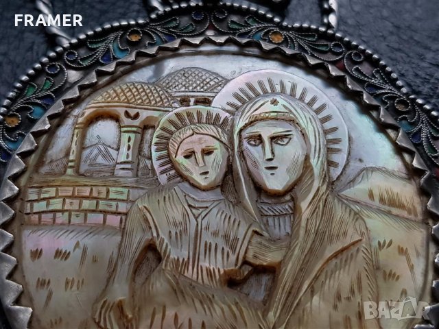 Сребърна 84 Царска Русия 1890 нагръдна Икона панагия кръст, снимка 4 - Антикварни и старинни предмети - 35604505