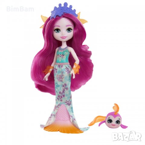 Кукла Royal Enchantimals  MAURA MERMAID & GLIDE - РИБКА / Mattel, снимка 5 - Кукли - 35175661