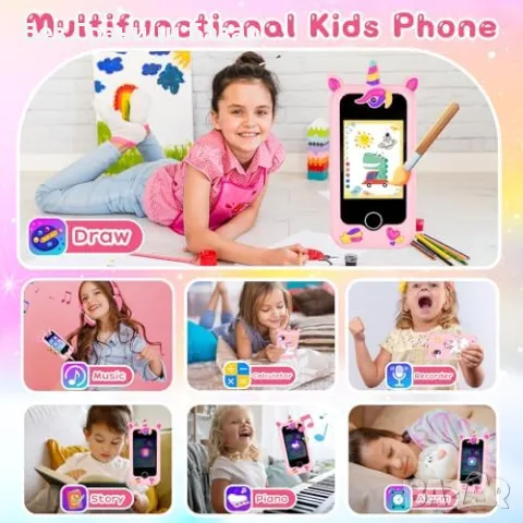 Нова играчка Смарт телефон за деца 3-8 г. с игри, MP3 и двойна камера, снимка 6 - Образователни игри - 49965312