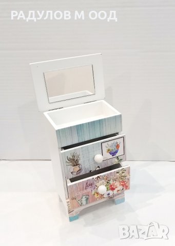 Кутия за бижута с огледало и две чекмеджета "Цветя" /91875/, снимка 2 - Подаръци за жени - 43311185