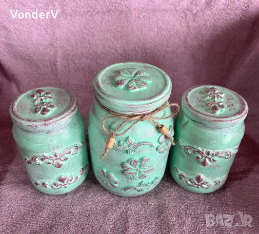 Комплекти за Подарък Стъклени бурканчета за сладки подправки бисквитки Декорирани, снимка 3 - Други - 49963243