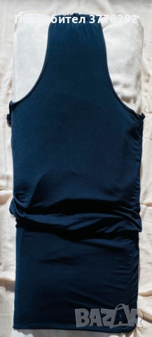 Рокля тъмно синя, прекрасен парти тоалет,с колие,долу права част-37см.Обща дълж.97см, пада свободно, снимка 5 - Рокли - 51997233