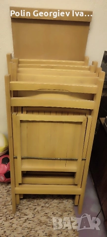 Сгъваеми дървени столове , снимка 2 - Столове - 53079336