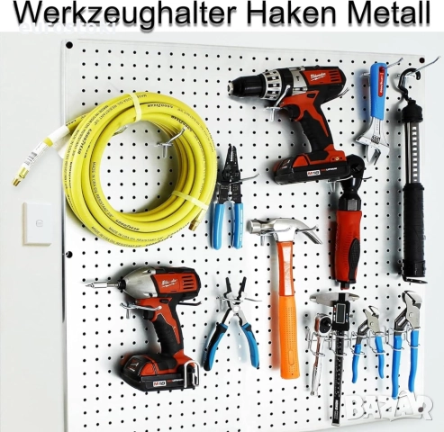 Пакет от 60  стенни куки за перфорирана дъска, за инструменти, за окачване за държачи за инструменти, снимка 2 - Етажерки - 51458293