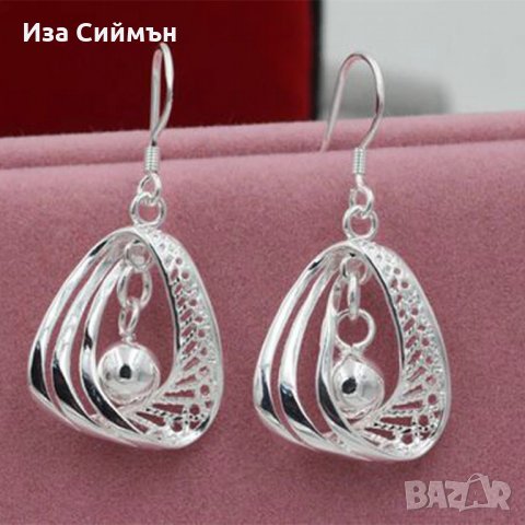 Сребърни обеци водна капка, снимка 2 - Обеци - 34818933