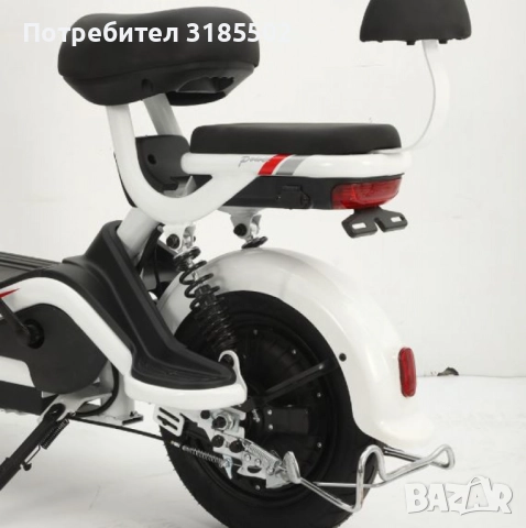 Електрически велосипед motor9 48V12AH – Максимална скорост 45 км/ч, 500W мотор, вакуумни гуми, бял/ч, снимка 4 - Друга електроника - 51513800