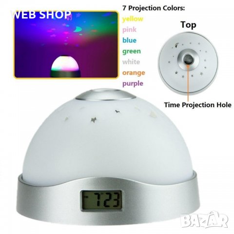 Нощна лампа проектор с часовник Projecting clock, снимка 2 - Детски нощни лампи - 32550319