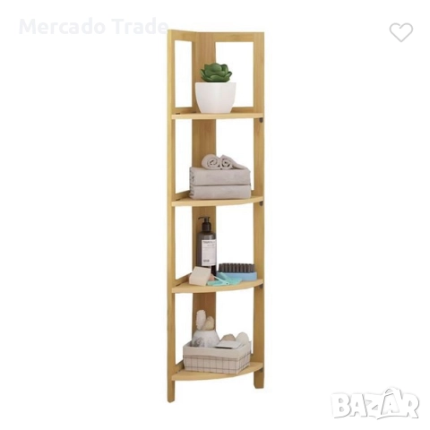 Декоративна ъглова етажерка Mercado Trade, Бежов, Бамбук