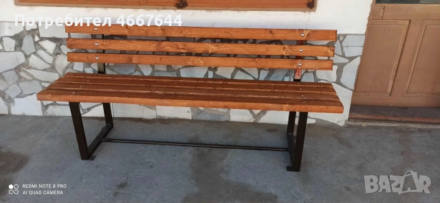 Дървена пейка с метални крака., снимка 2 - Градински мебели, декорация  - 52643146