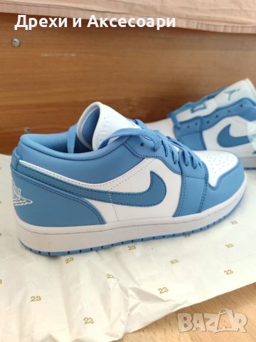 Nike Air Jordan 1 Low Blue unc university blue white обувки Маратонки Кецове номер 43 размер, снимка 8 - Маратонки - 37561071