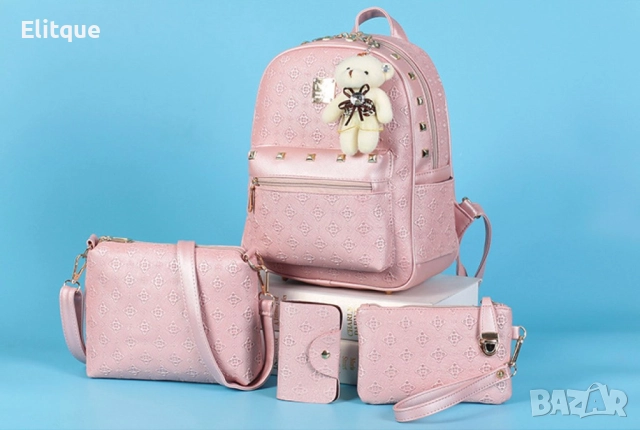 Комплект раница и 3 чантички / Цвят: Черен, снимка 7 - Чанти - 52895133