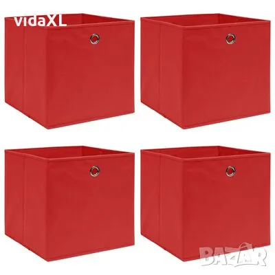 vidaXL Кутии за съхранение 4 бр червени 32x32x32 см плат（SKU:288361）, снимка 1 - Други - 49300984