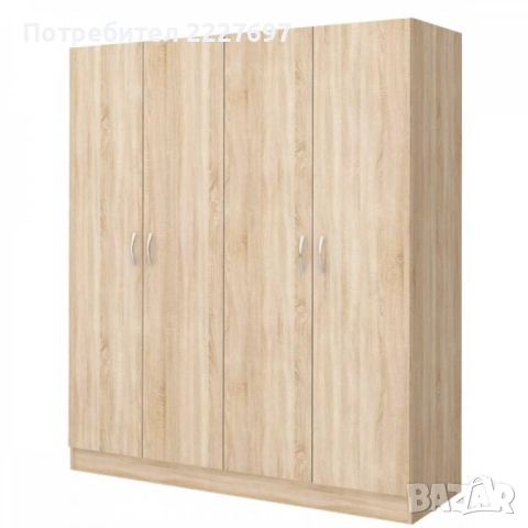 Четирикрилен гардероб Аполо 6 браун силвърджак, снимка 3 - Гардероби - 52221093