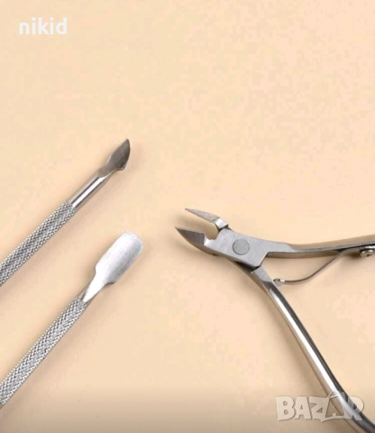 3 бр. инструменти клещи и избутвач кожички и кутикули комплект за нокти маникюр , снимка 2 - Продукти за маникюр - 15417410