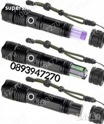 Мощен лед фенер 900000 лумен POLICE,USB,акумулаторен,зуум,водоустойчив, снимка 4 - Прожектори - 37833672